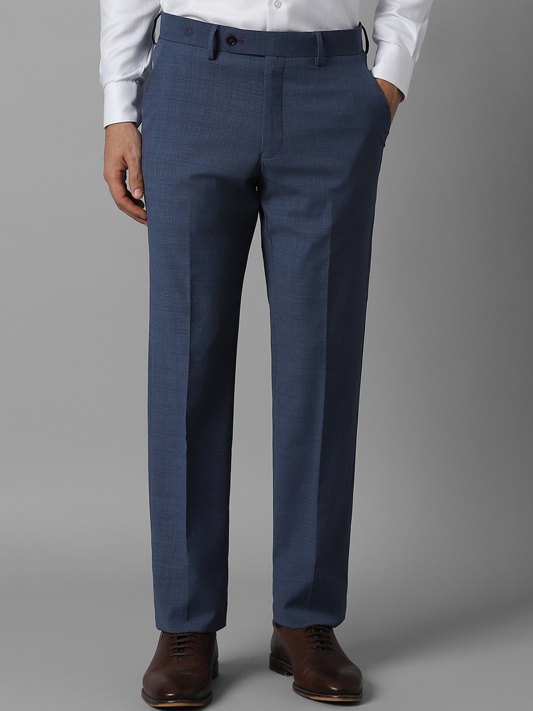 

Luxure by Louis Philippe Men Slim Fit Mid-Rise Formal Trousers, Navy blue