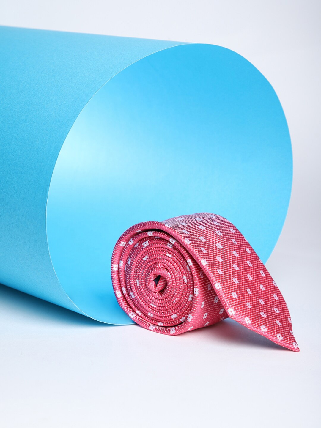

Louis Philippe Men Woven Design Skinny Tie, Pink