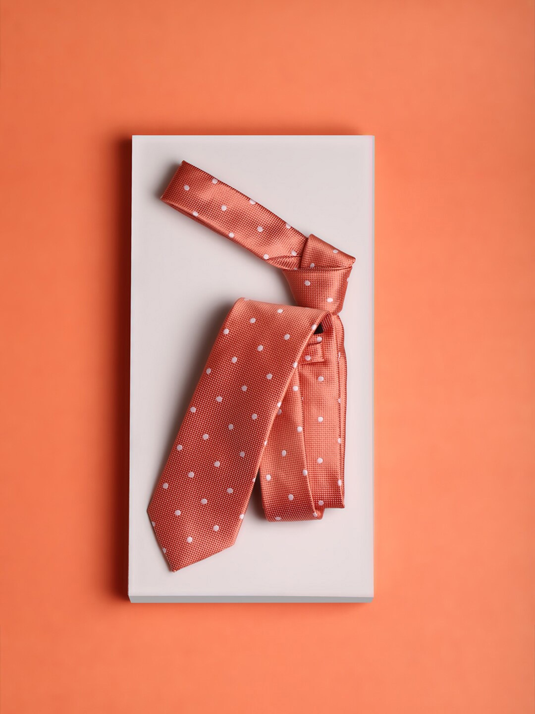 

Louis Philippe Men Printed Skinny Tie, Orange