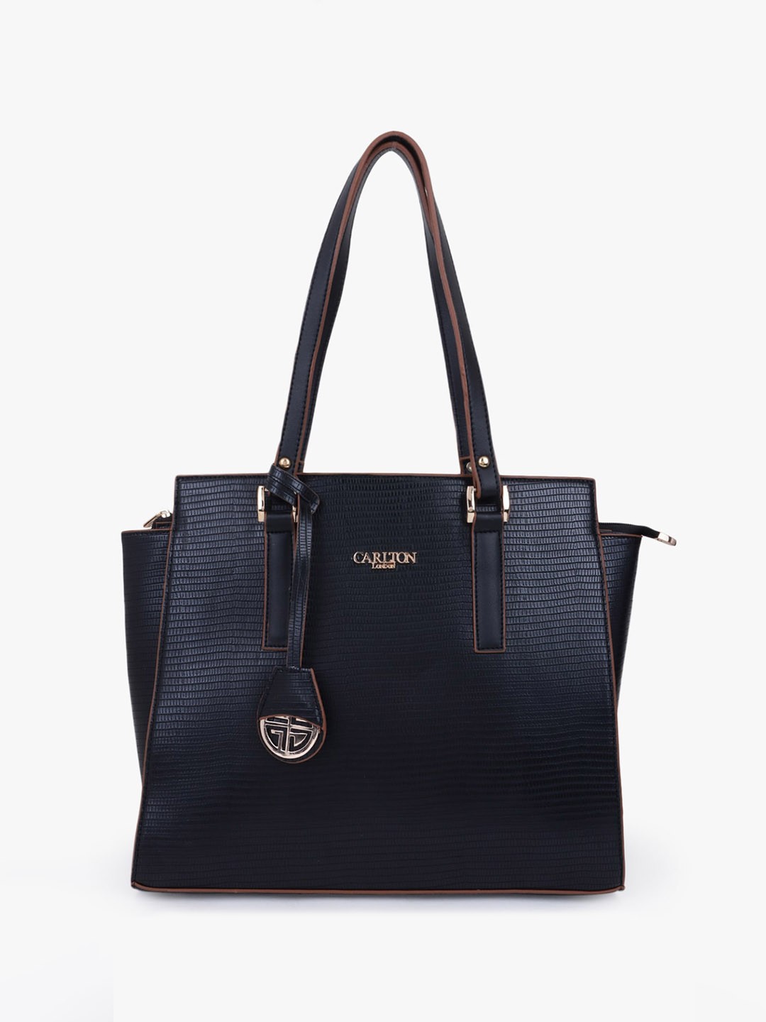 

Carlton London Textured Structured Handheld Bag, Black
