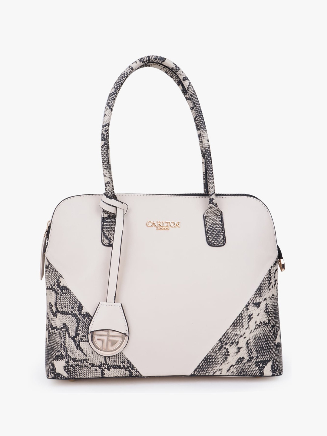 

Carlton London Animal Textured Structured Handheld Bag, Cream