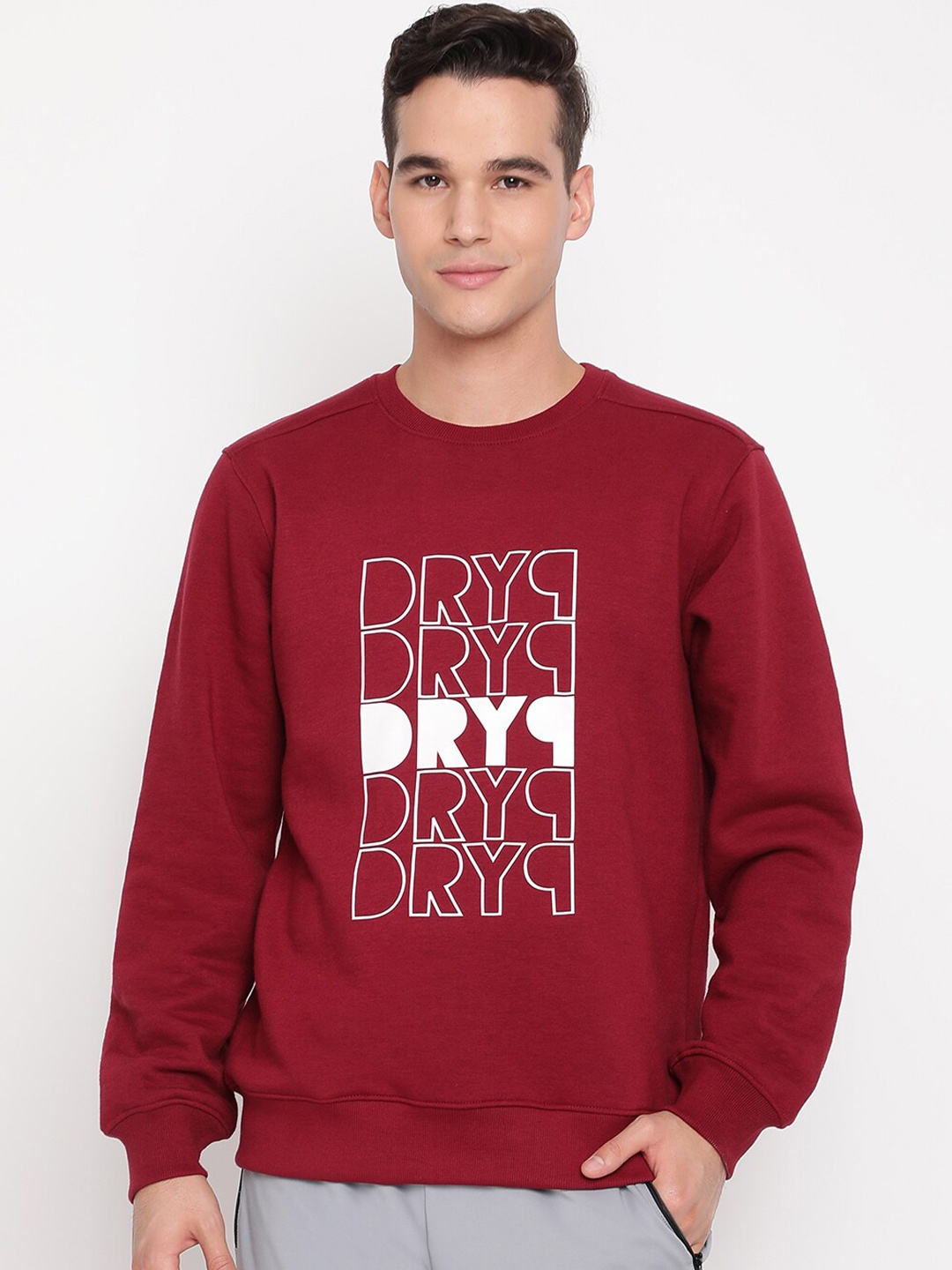 

DRYP EVOLUT Typography Printed Pullover Sweatshirt, Maroon