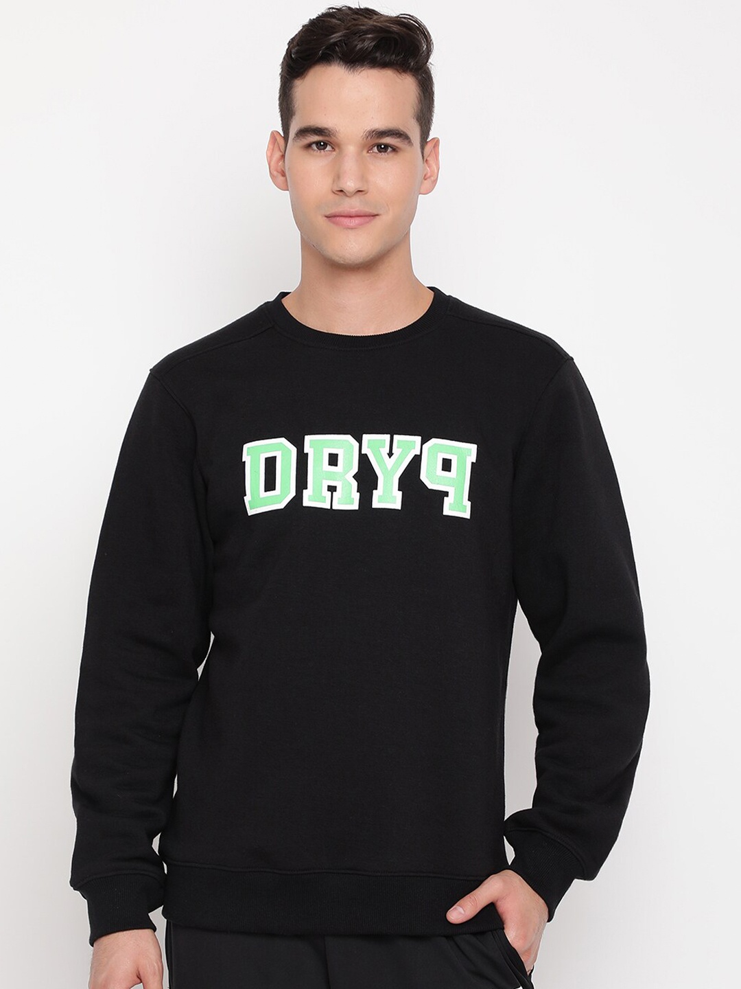 

DRYP EVOLUT Typography Printed Pullover Sweatshirt, Black
