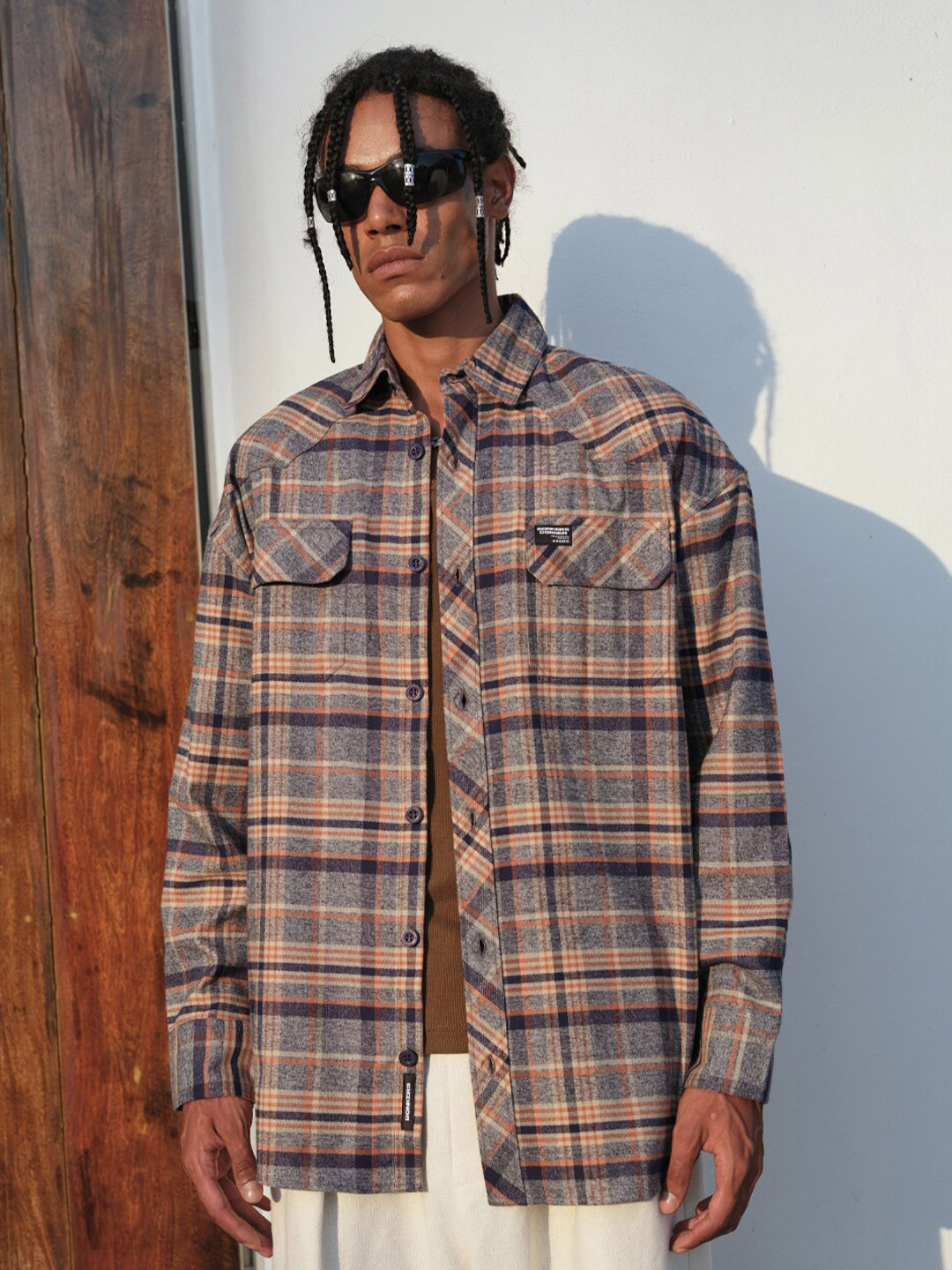 

Bonkers Corner Men Tartan Checks Opaque Checked Casual Shirt, Grey