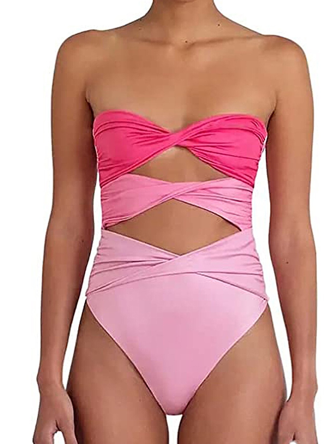 

LULU & SKY Colourblocked Swim Suit, Pink