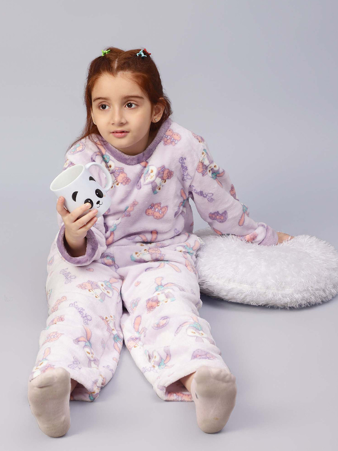 

bubble berry Girls Printed Night suit, Purple