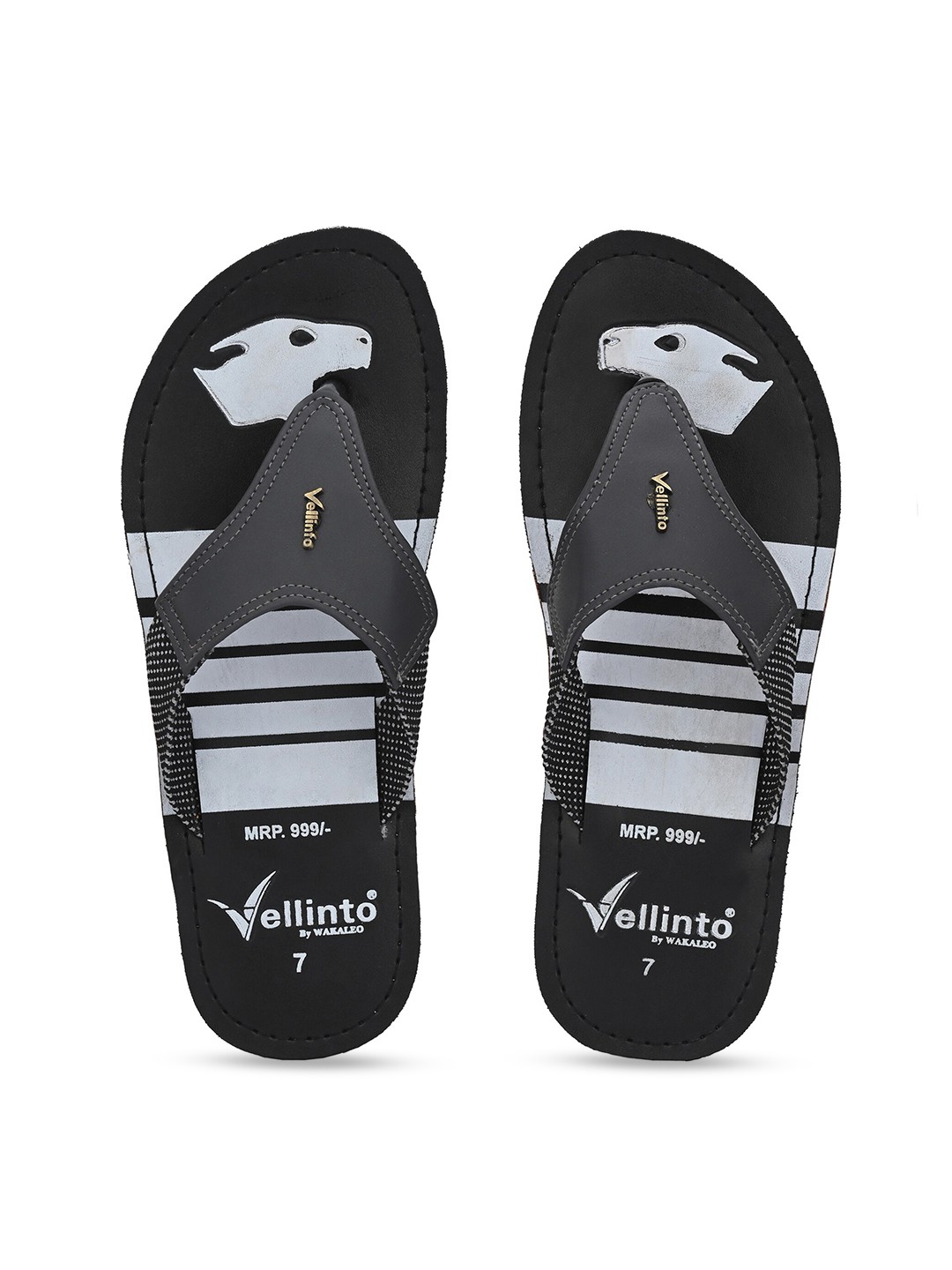 

Vellinto Men Printed Thong Flip-Flops, Grey