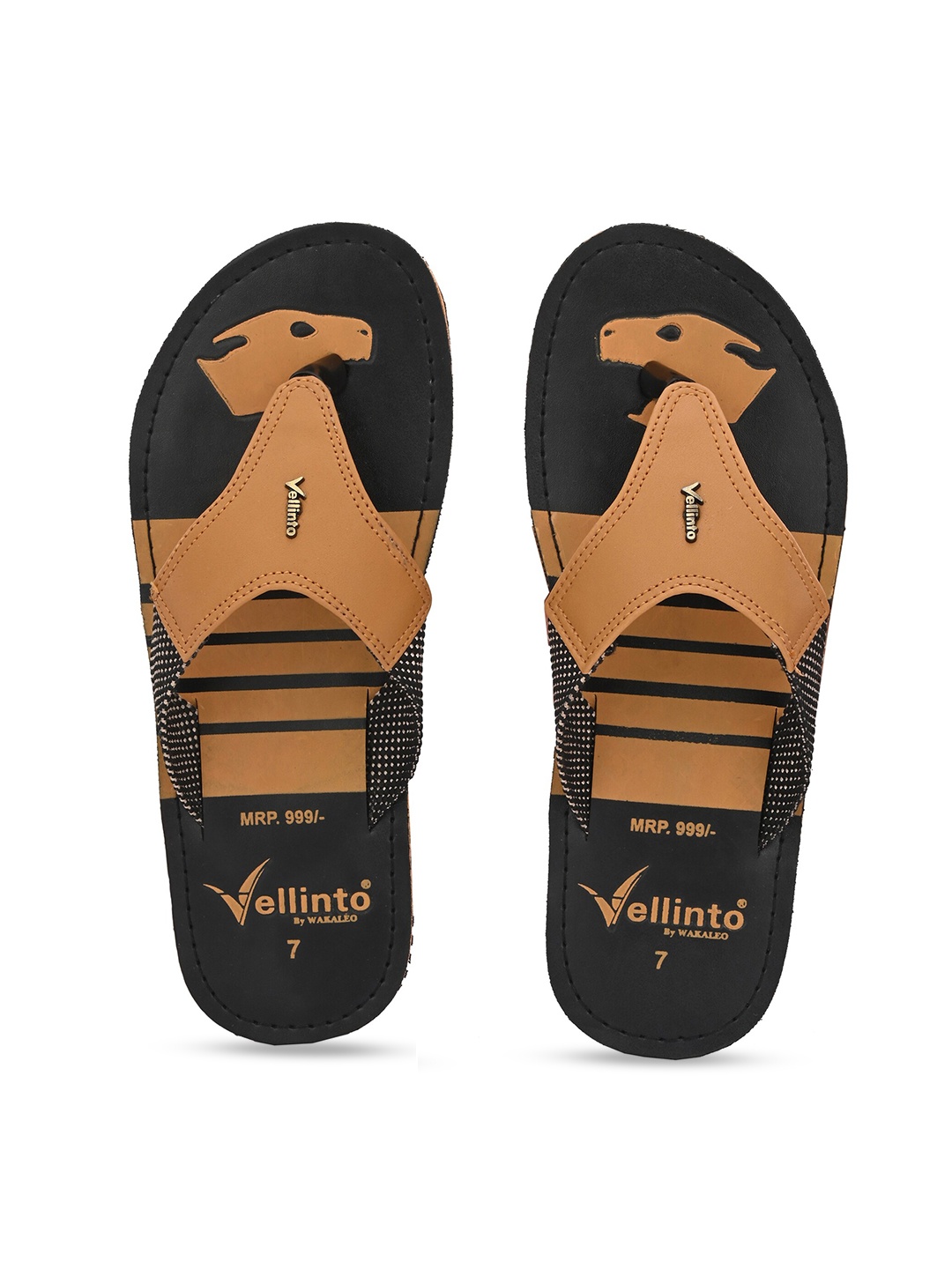 

Vellinto Men Printed Thong Flip-Flops, Tan