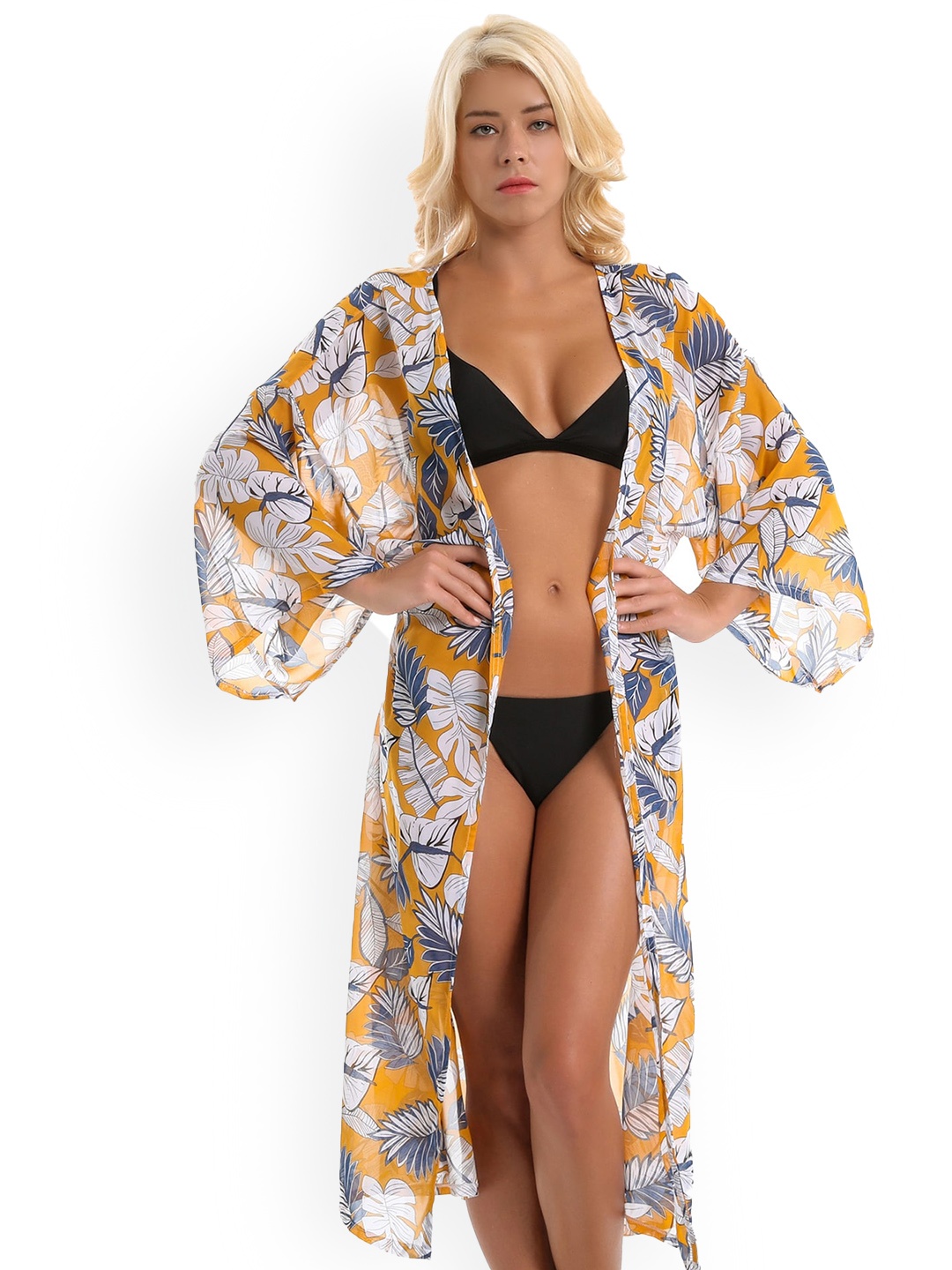 

LULU & SKY Printed Swim Cover Up Top, Yellow