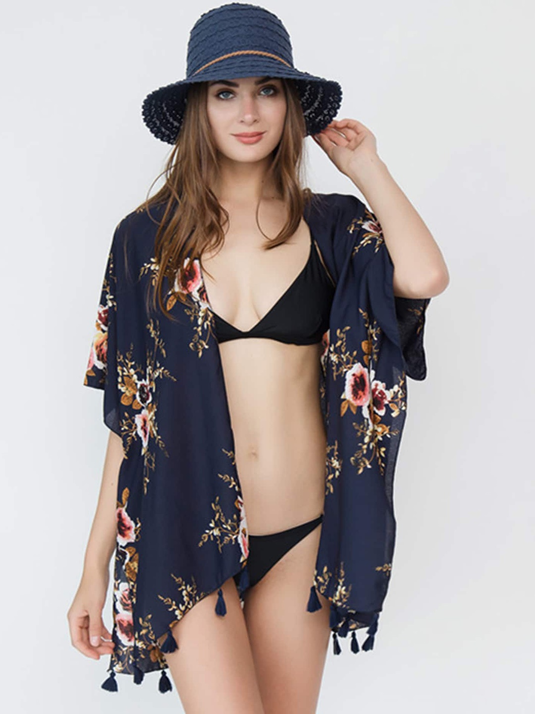 

LULU & SKY Floral Printed Cover-Up Top, Blue