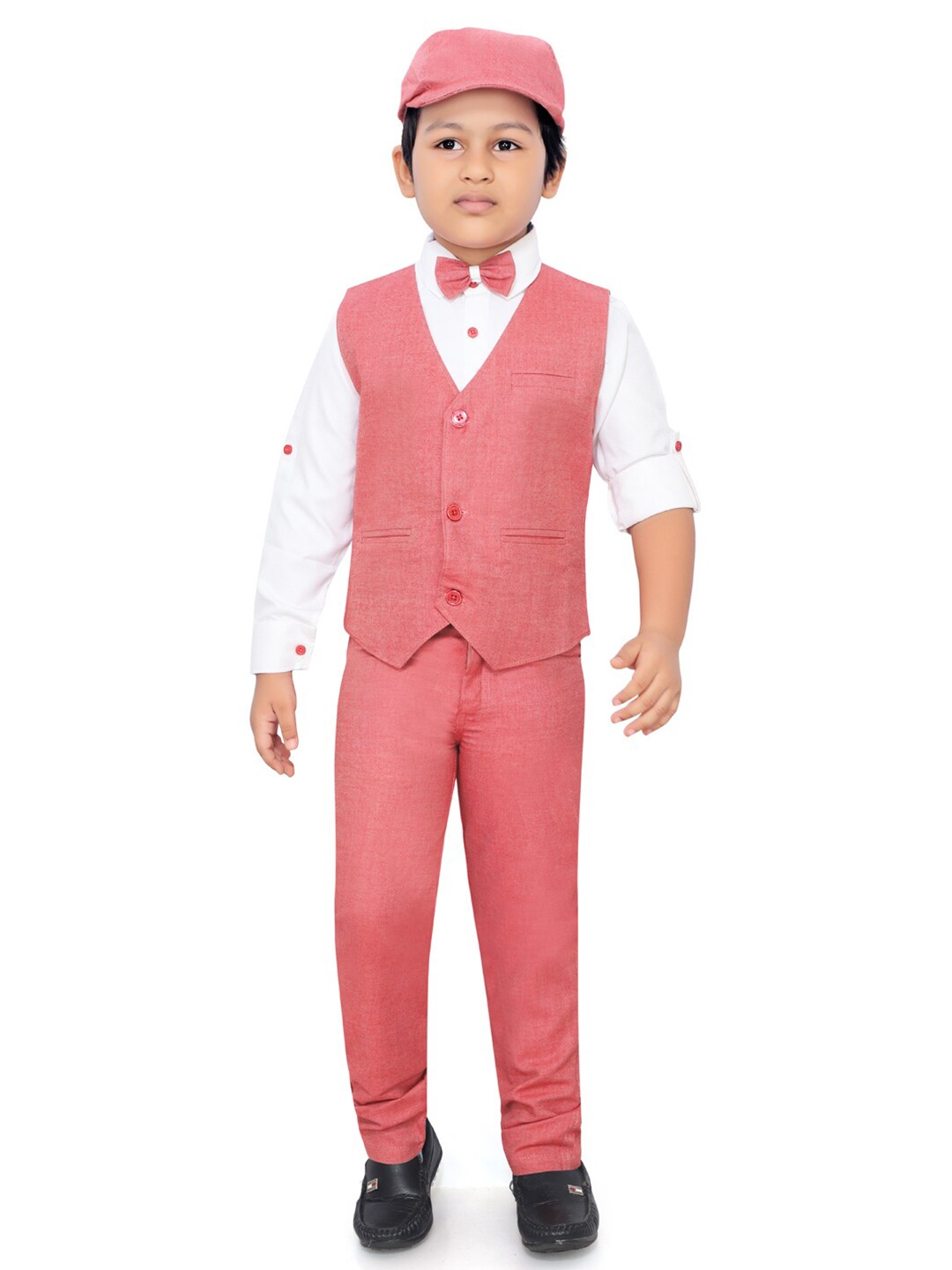 

BAESD Boys Long Sleeves Shirt with Trousers & Waistcoat, Red
