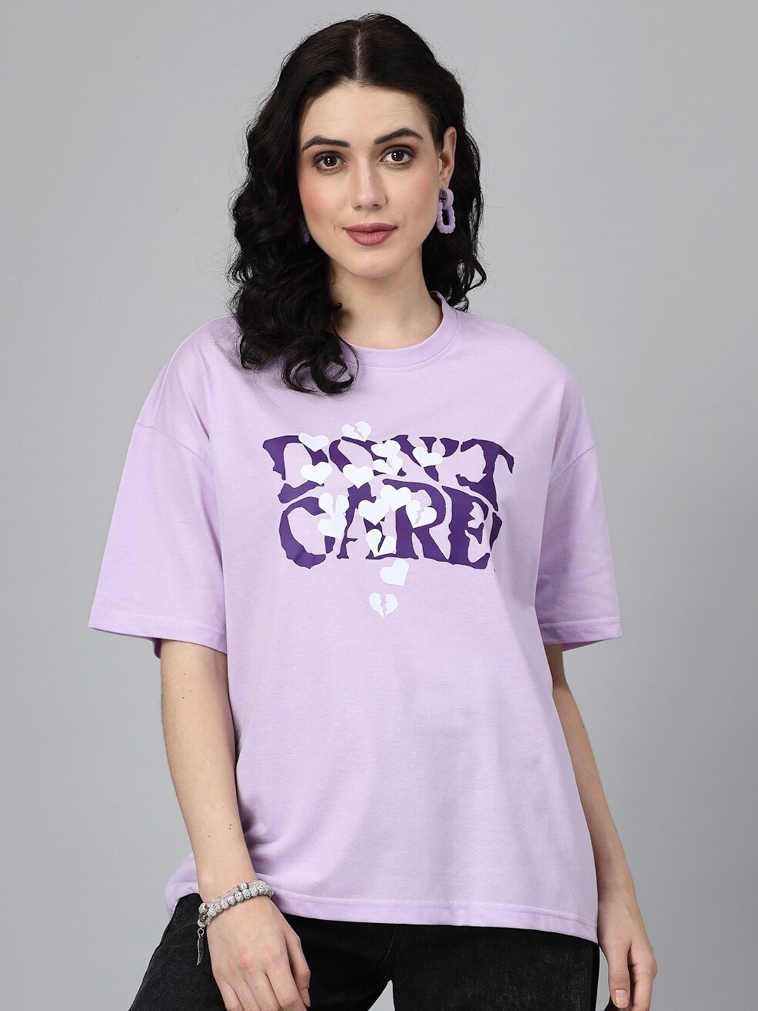 

Popster Typography Printed Cotton T-shirt, Lavender