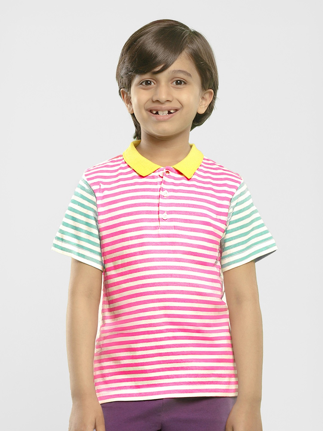 

Somersault Boys Striped Polo Collar Cotton T-shirt, Red