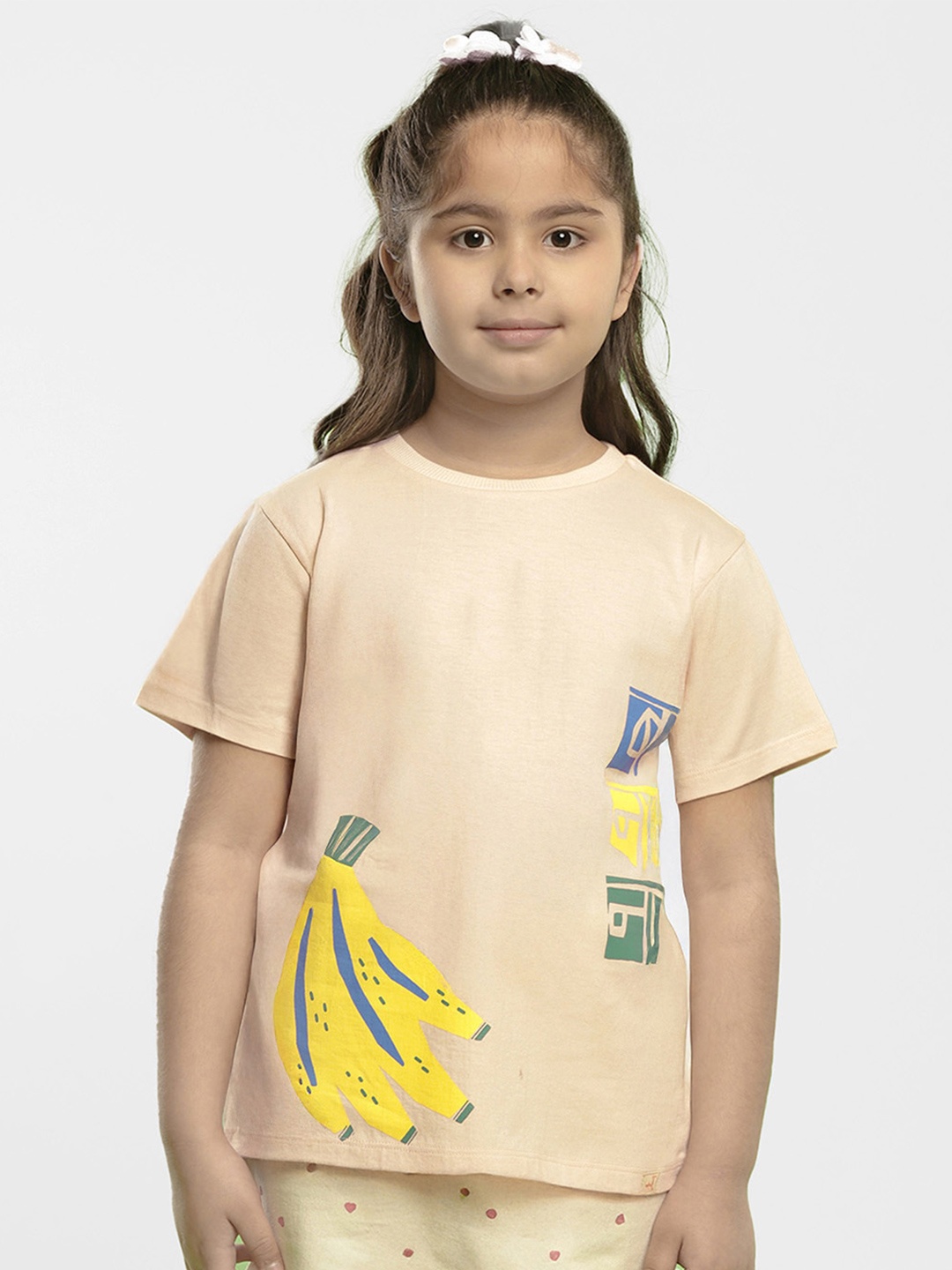 

Somersault Girls Banana Printed Cotton T-shirt, Pink