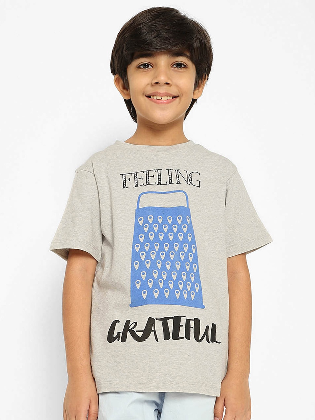 Somersault Boys Typography Printed Pure Cotton T-shirt, Grey