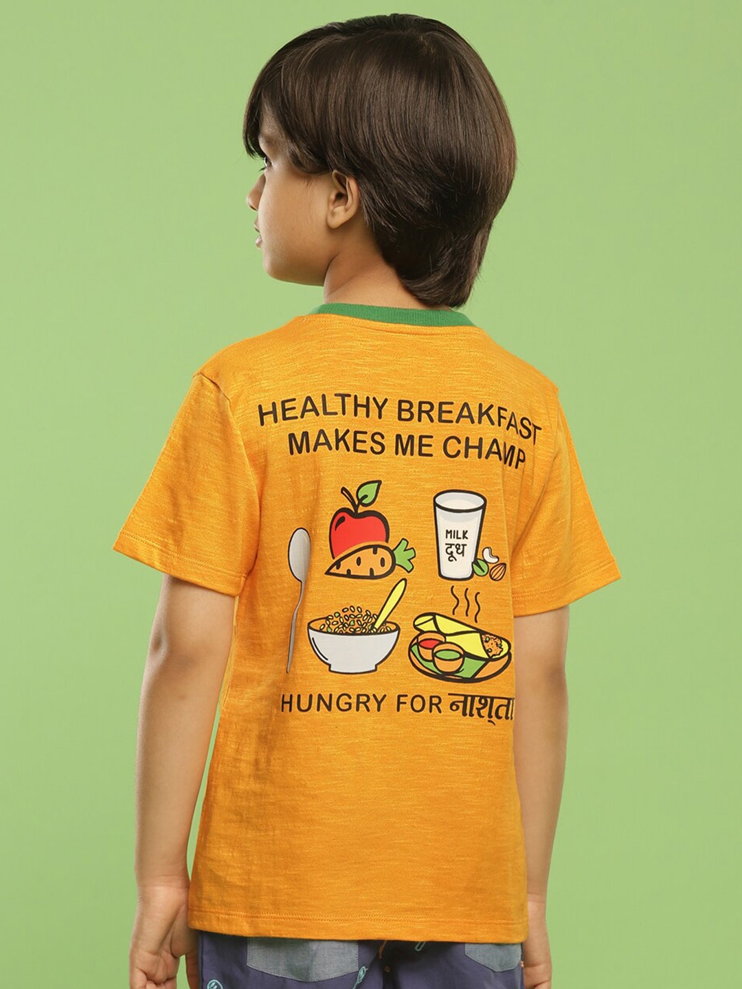 

Somersault Boys Typography Printed Cotton Casual T-shirt, Orange