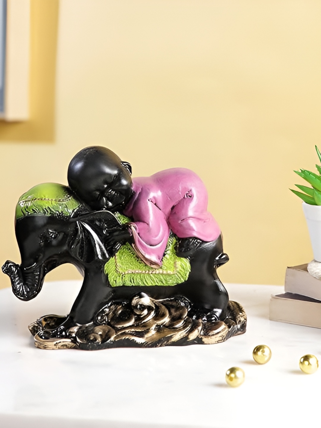 

CraftVatika Black & Pink Medium Figurine Showpiece