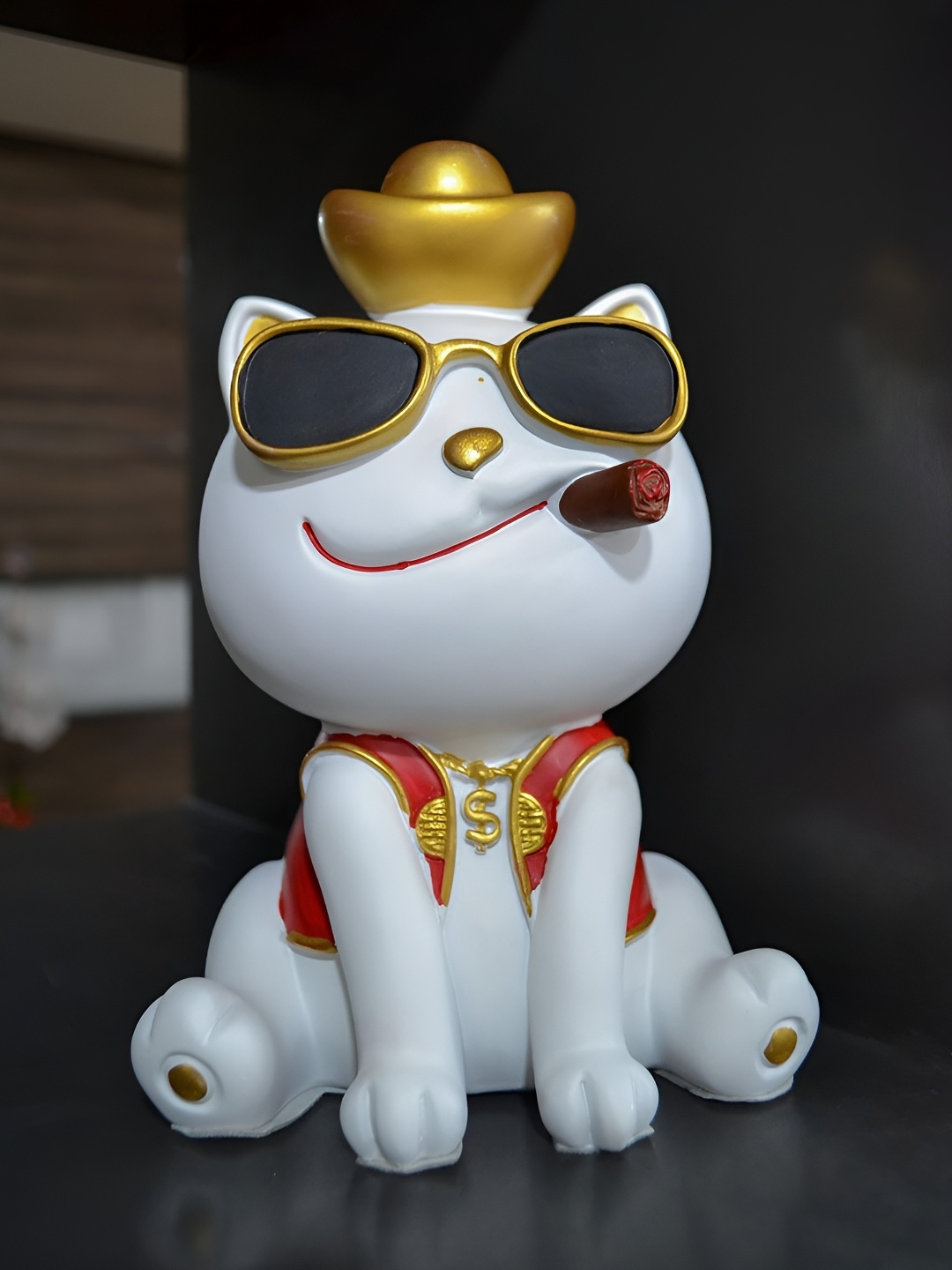 

CraftVatika White & Gold Toned Medium Figurine Showpiece