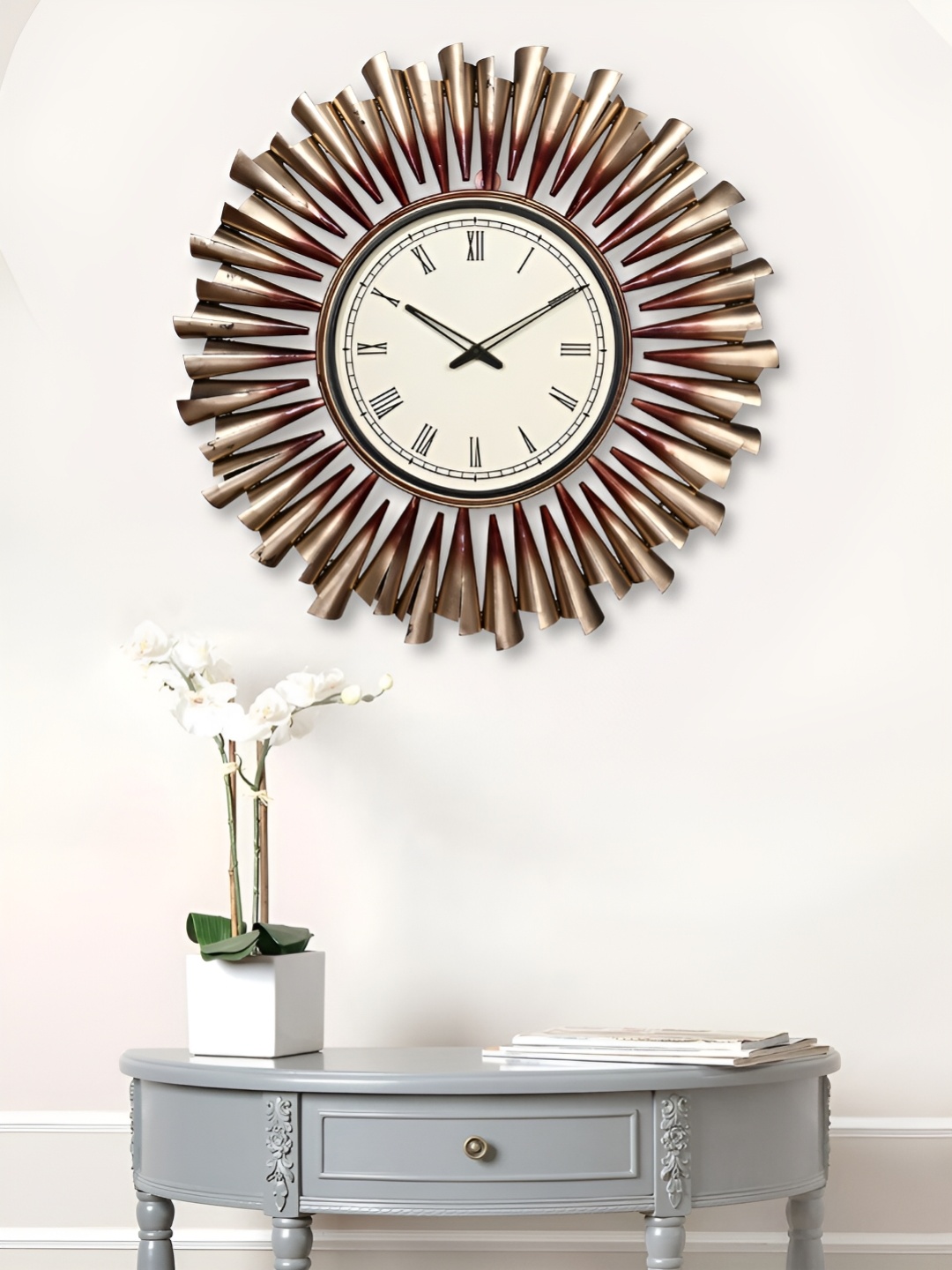 

Craft Smith Gold-Toned & White Metal Traditional Round Wall Clock