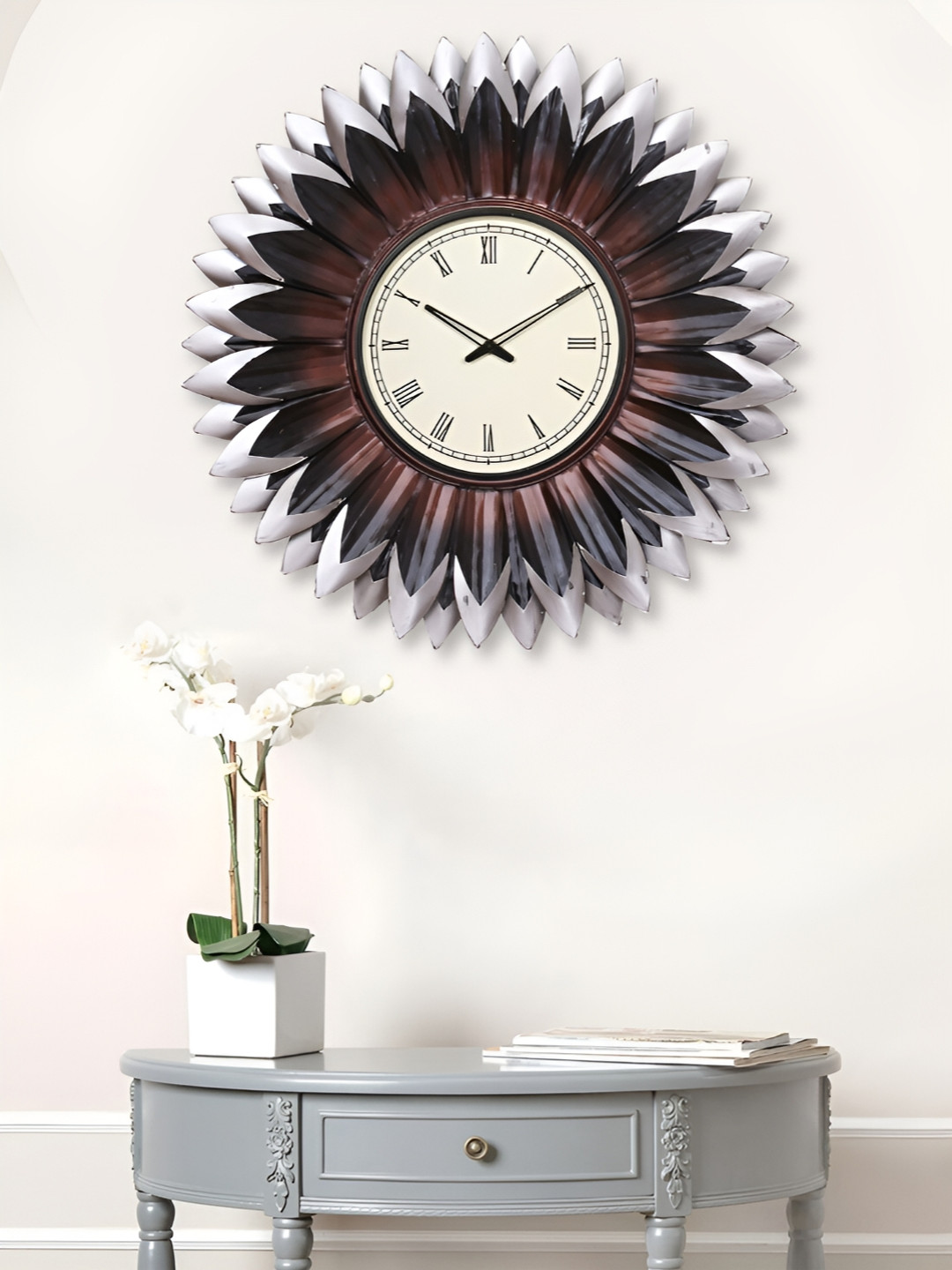 

Craft Smith White & Black Embellished Metal Traditional Round Wall Clock