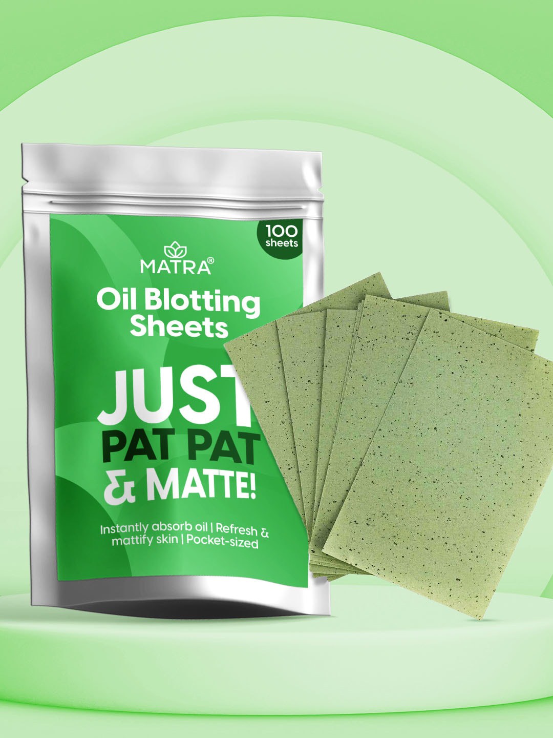 

MATRA Absorbing Paper Oil Control Blotting Sheets - 100Pcs, Green