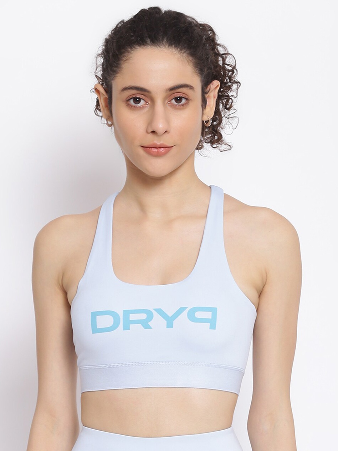 

DRYP EVOLUT Typography Printed Full Coverage Non Padded Workout Bra With All Day Comfort, Blue