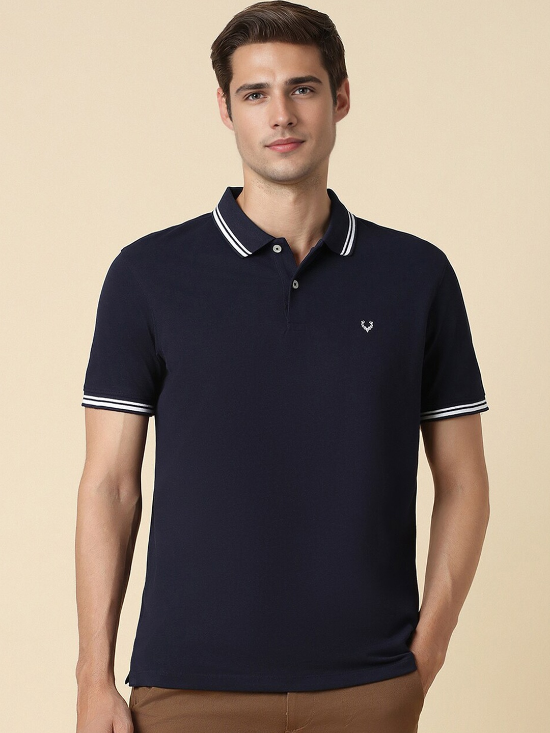 

Allen Solly Polo Collar Regular Fit Cotton Casual T-shirt, Navy blue
