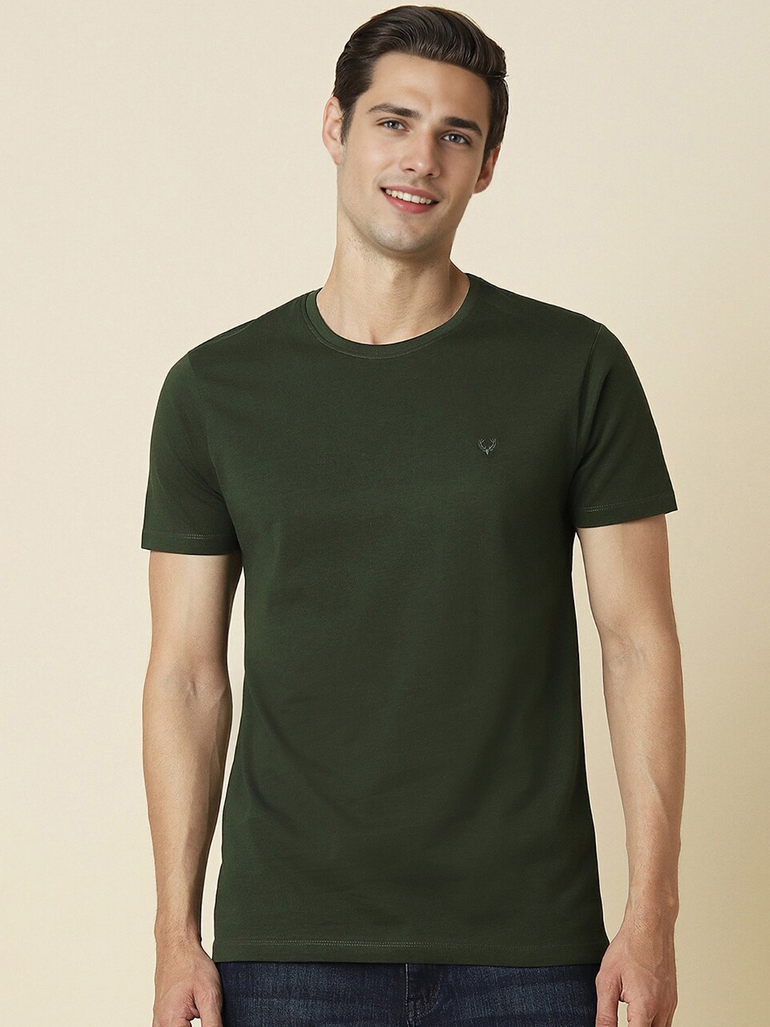 

Allen Solly Round Neck Regular Fit Cotton Casual T-shirt, Olive