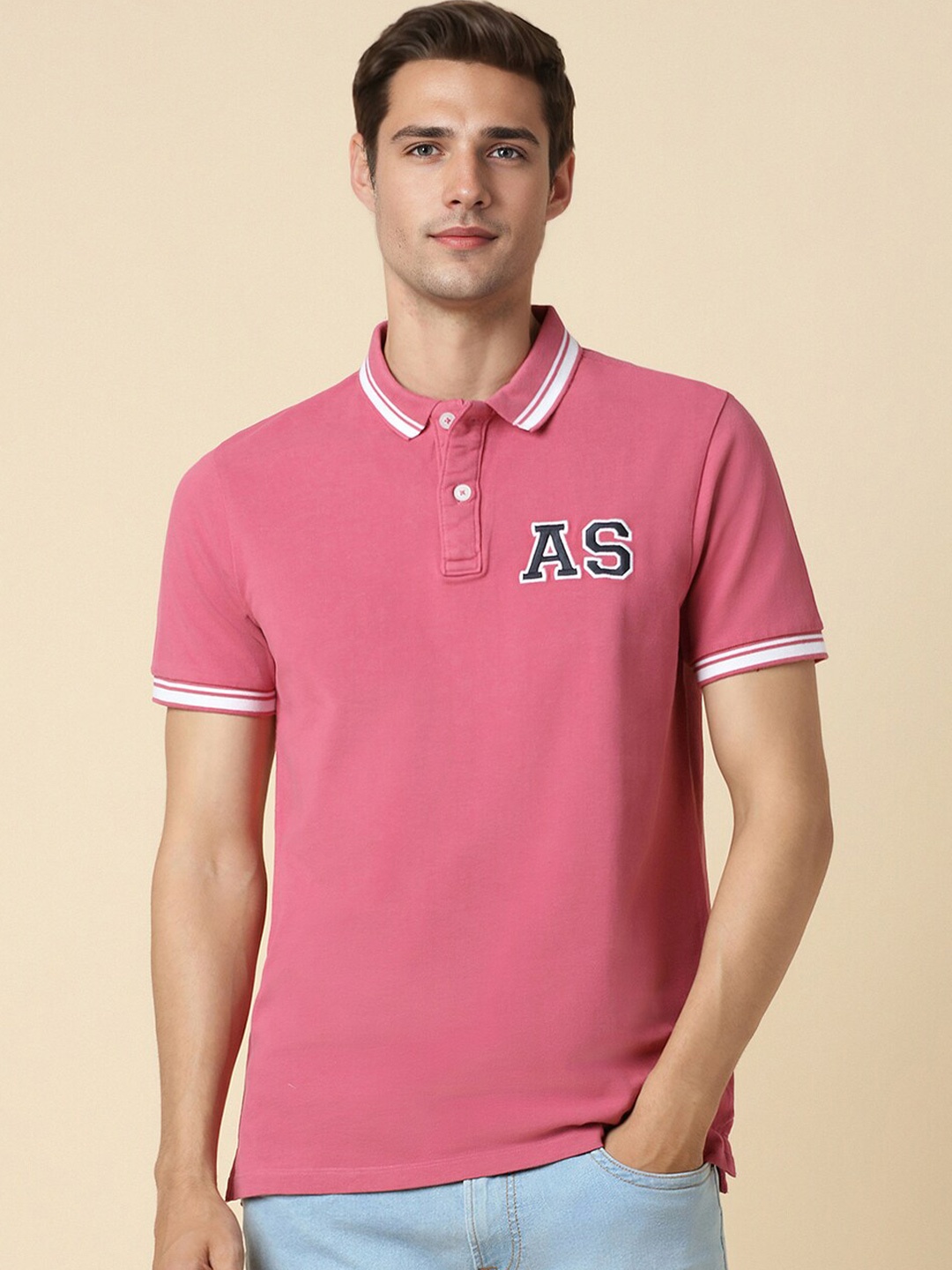 

Allen Solly Polo Collar Regular Fit Cotton Casual T-shirt, Pink