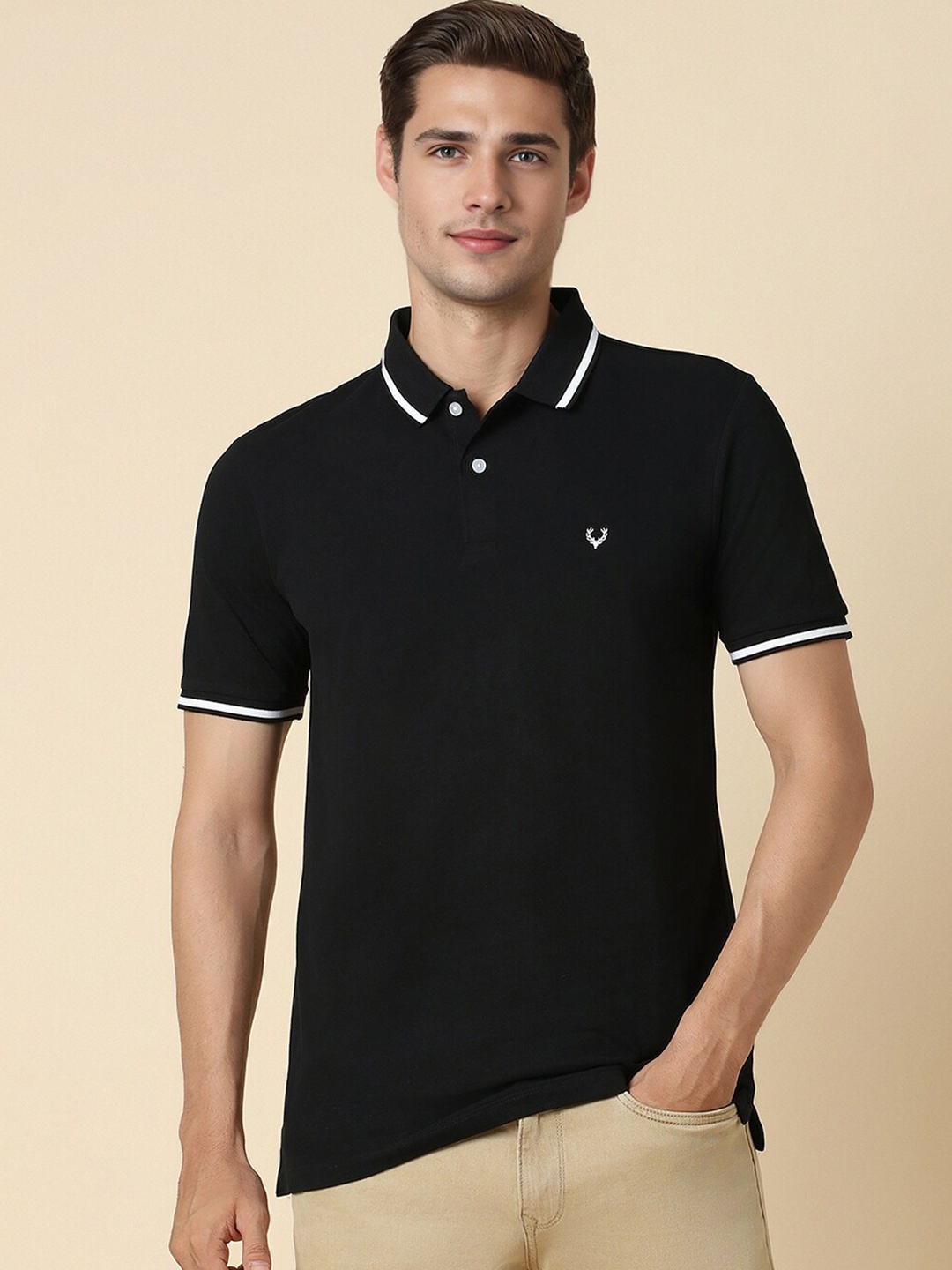 

Allen Solly Polo Collar Regular Fit Cotton Casual T-shirt, Black