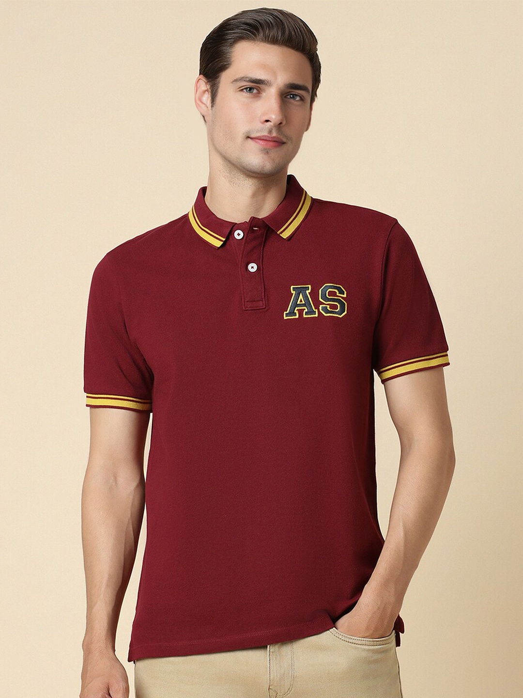 

Allen Solly Polo Collar Short Sleeves Cotton T-shirt, Maroon
