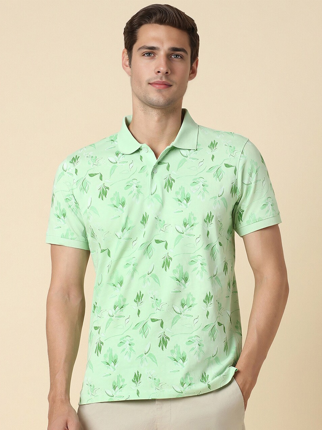 

Allen Solly Floral Printed Polo Collar Short Sleeves T-shirt, Green