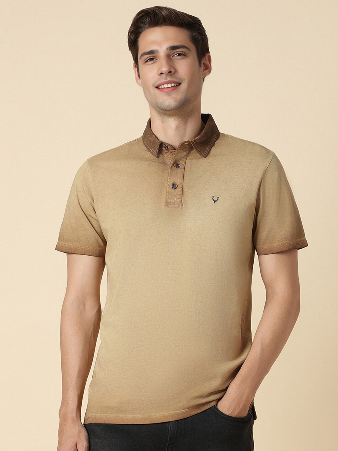 

Allen Solly Polo Collar Short Sleeves Cotton T-shirt, Brown