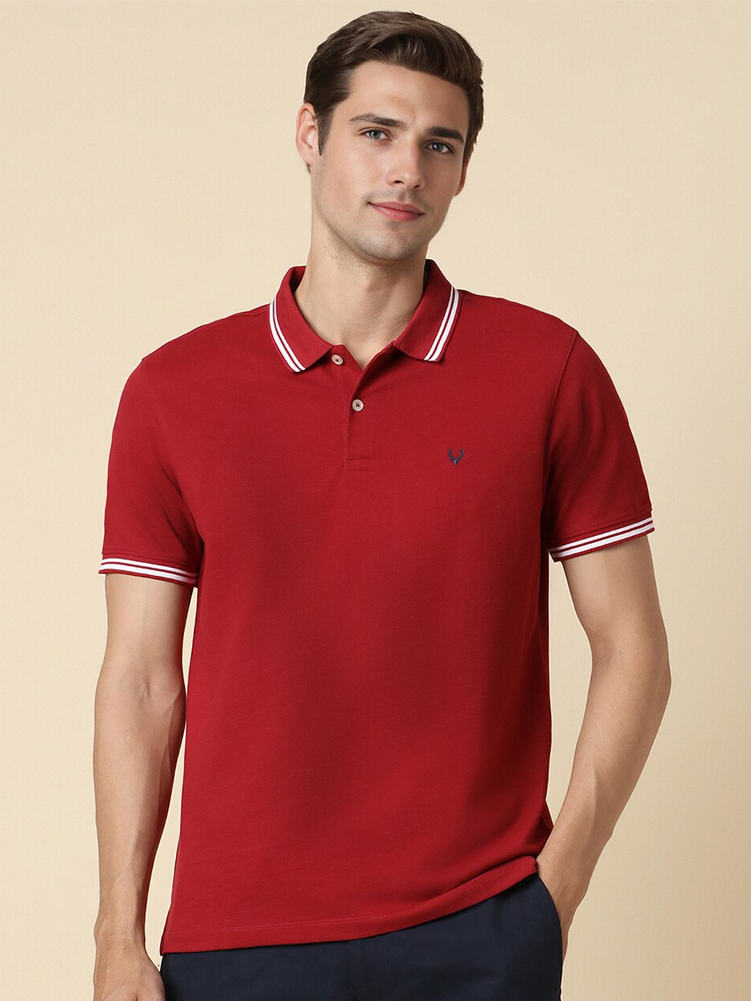 

Allen Solly Cotton Polo Collar Knitted T-shirt, Red