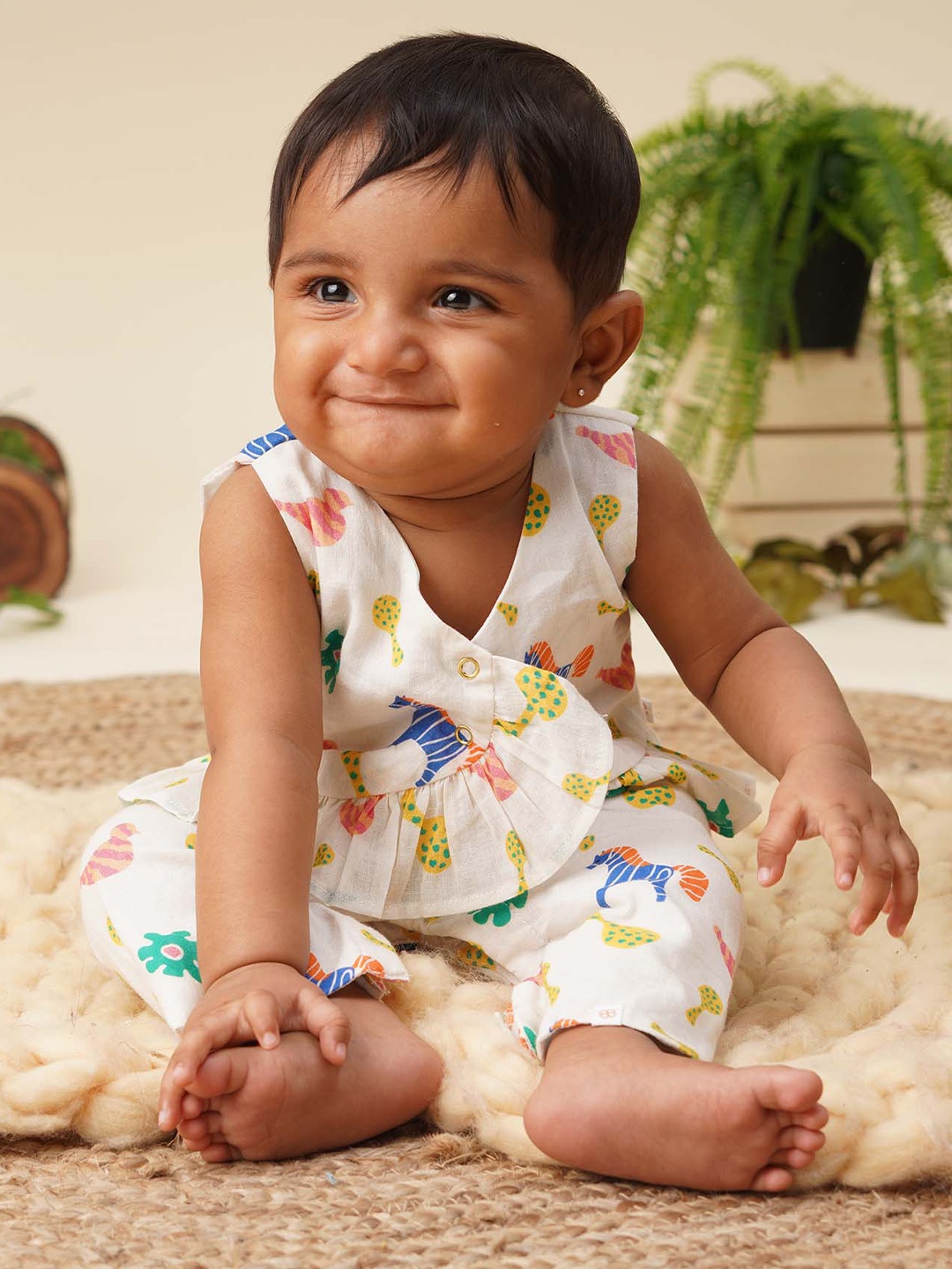 

GREENDIGO Infants Conversational Printed Top With Trousers, Beige
