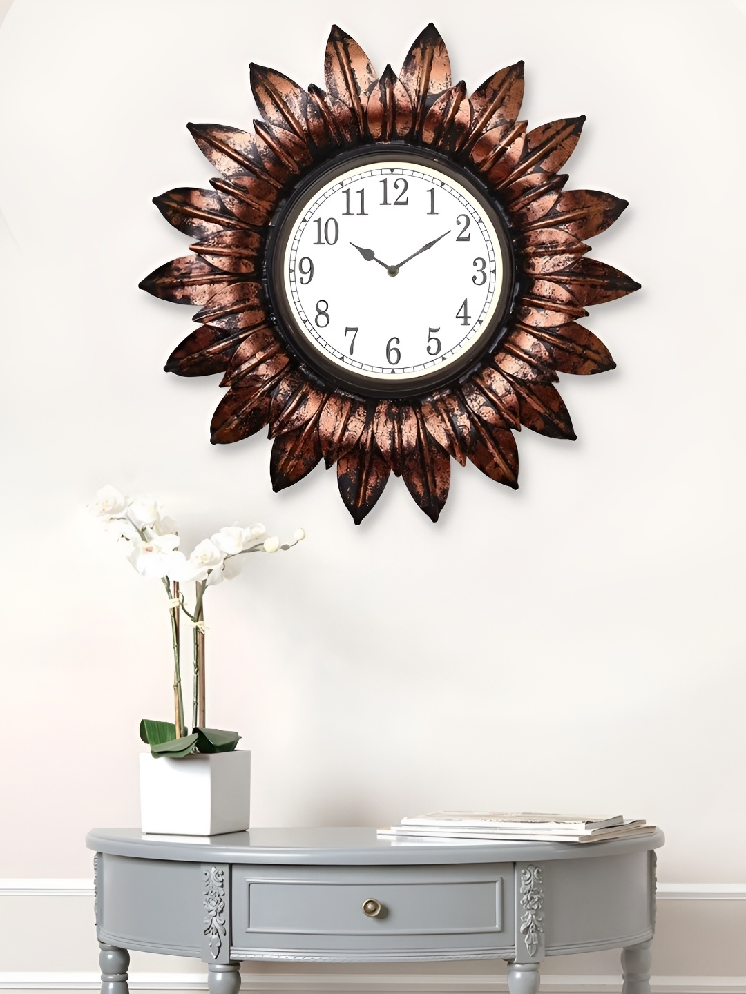 

Craft Smith Copper-Toned & White Embellished Metal Traditional Wall Clock