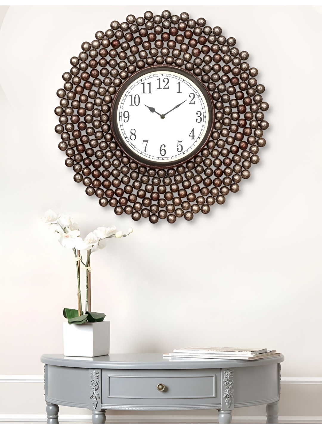 

Craft Smith Brown & White Embellished Metal Contemporary Wall Clock