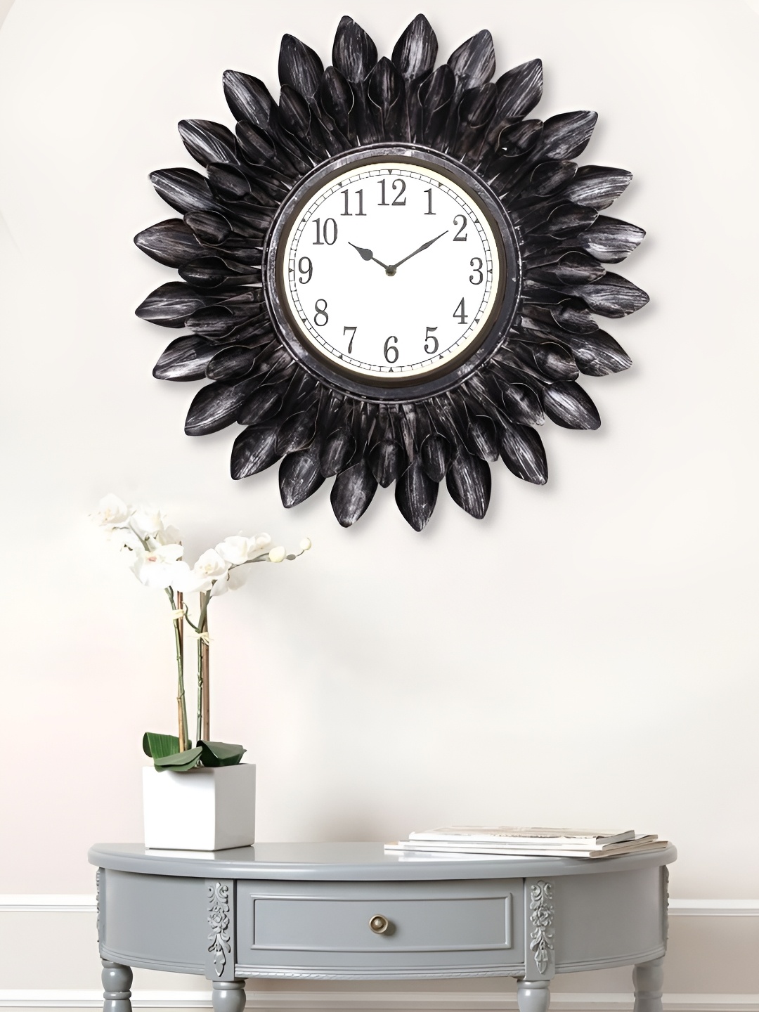 

Craft Smith Black & White Embellished Metal Traditional Round Wall Clock