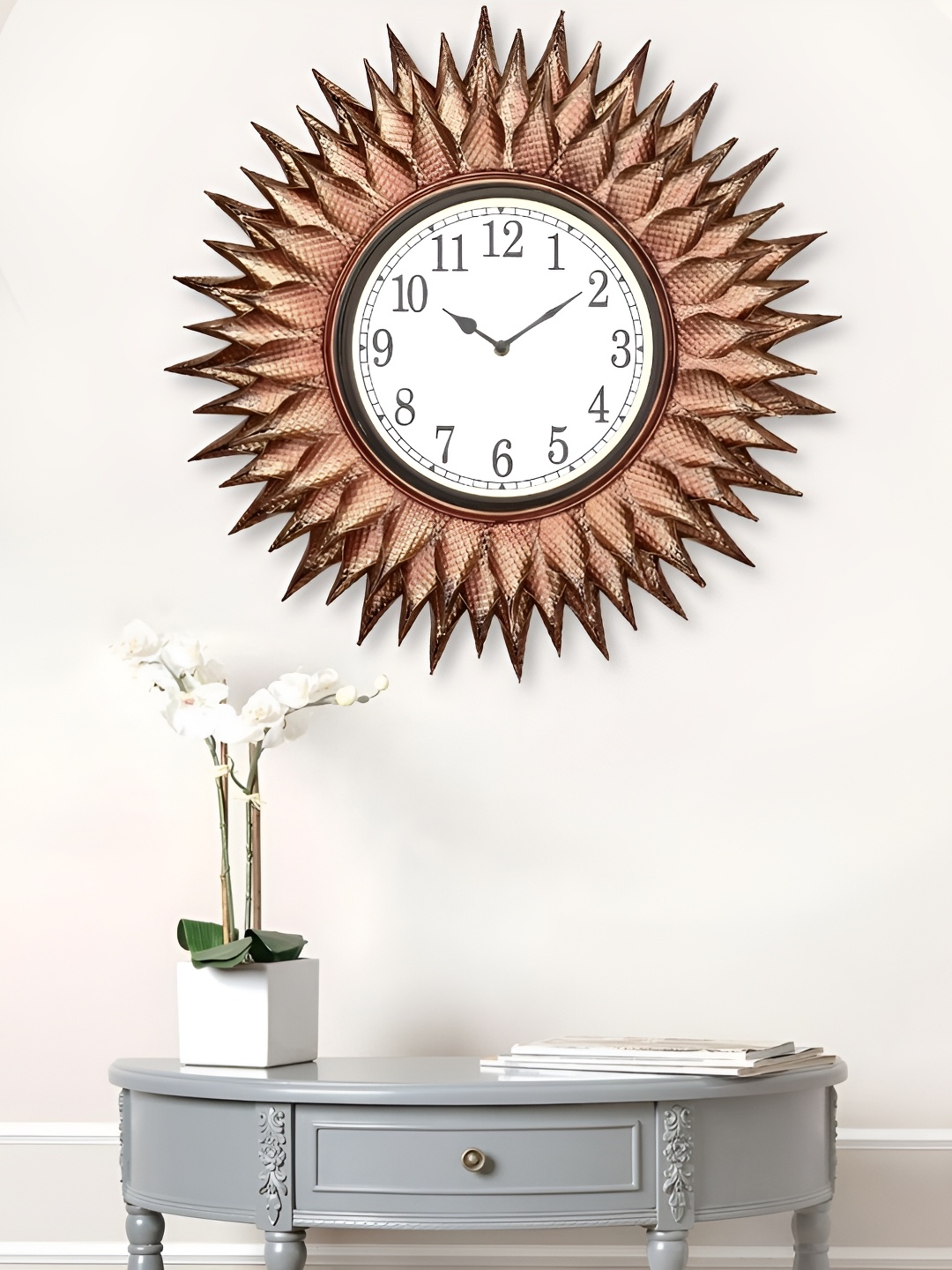 

Craft Smith Brown & White Embellished Metal Traditional Round Wall Clock