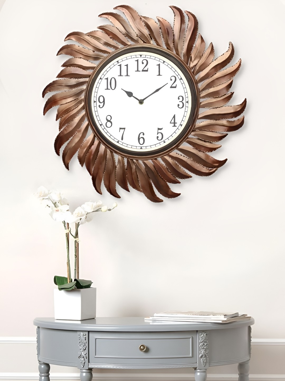 

Craft Smith Copper-Toned & Black Embellished Metal Traditional Round Wall Clock