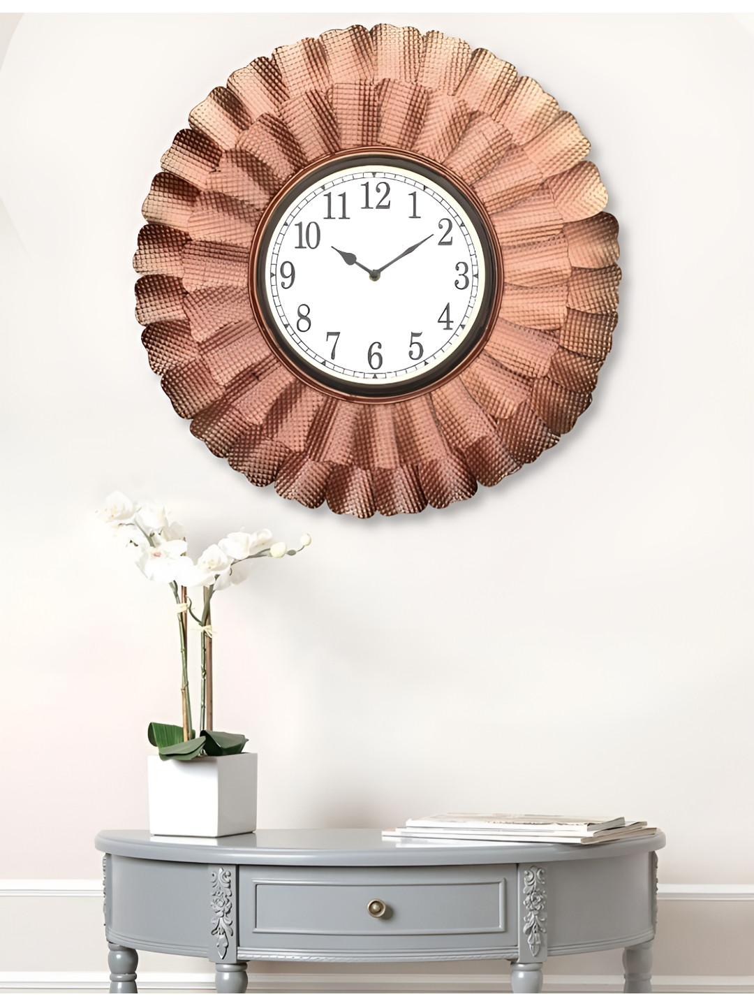 

Craft Smith Pink & White Embellished Metal Traditional Round Wall Clock
