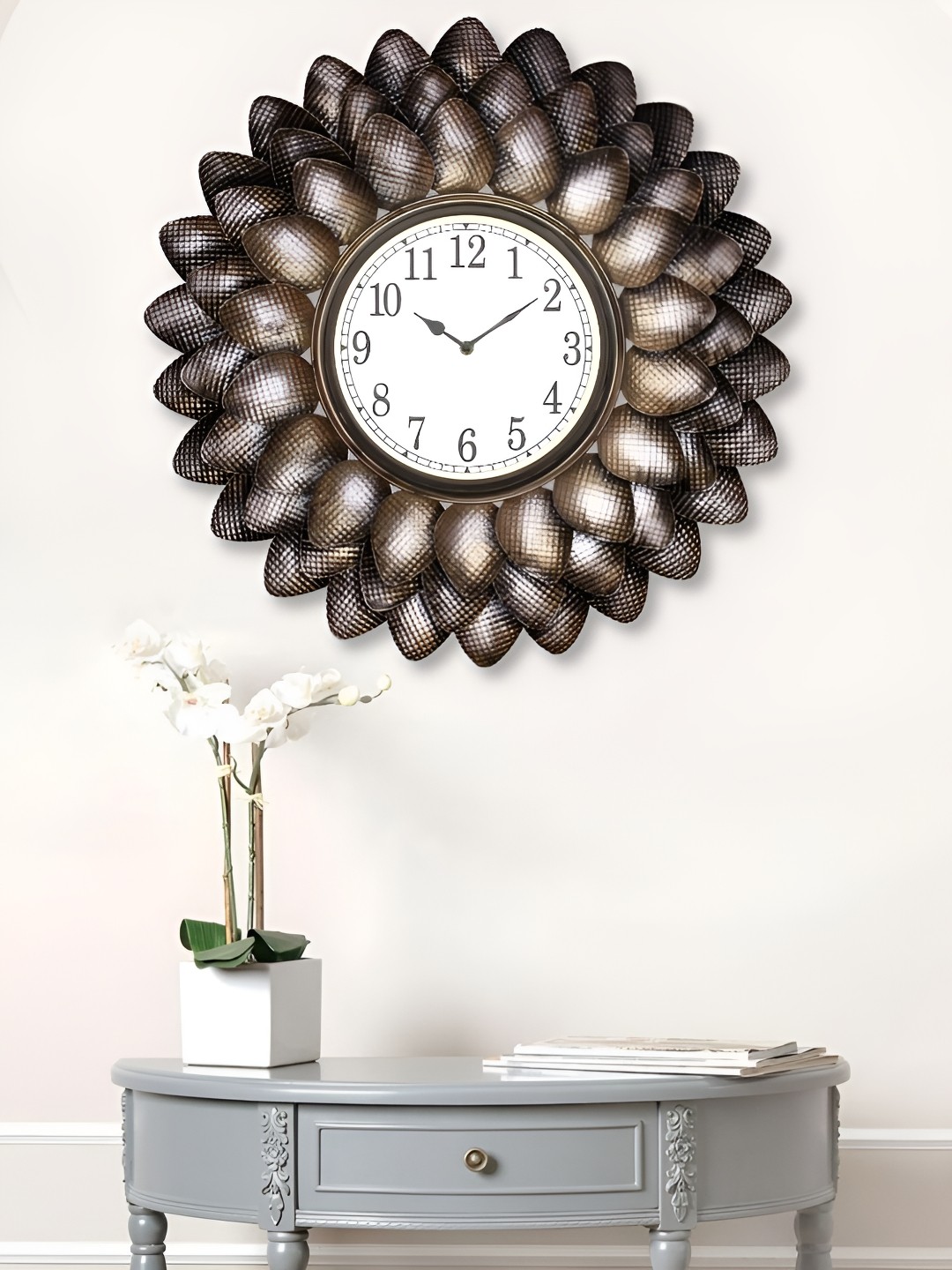 

Craft Smith Black & White Embellished Metal Traditional Round Wall Clock