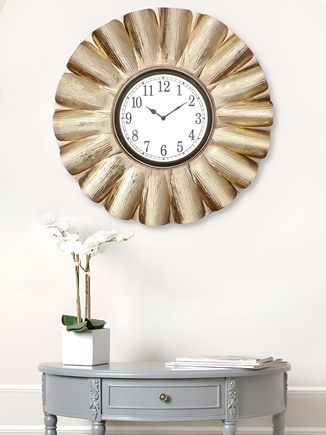 

Craft Smith Gold Toned & White Embellished Contemporary Wall Clock