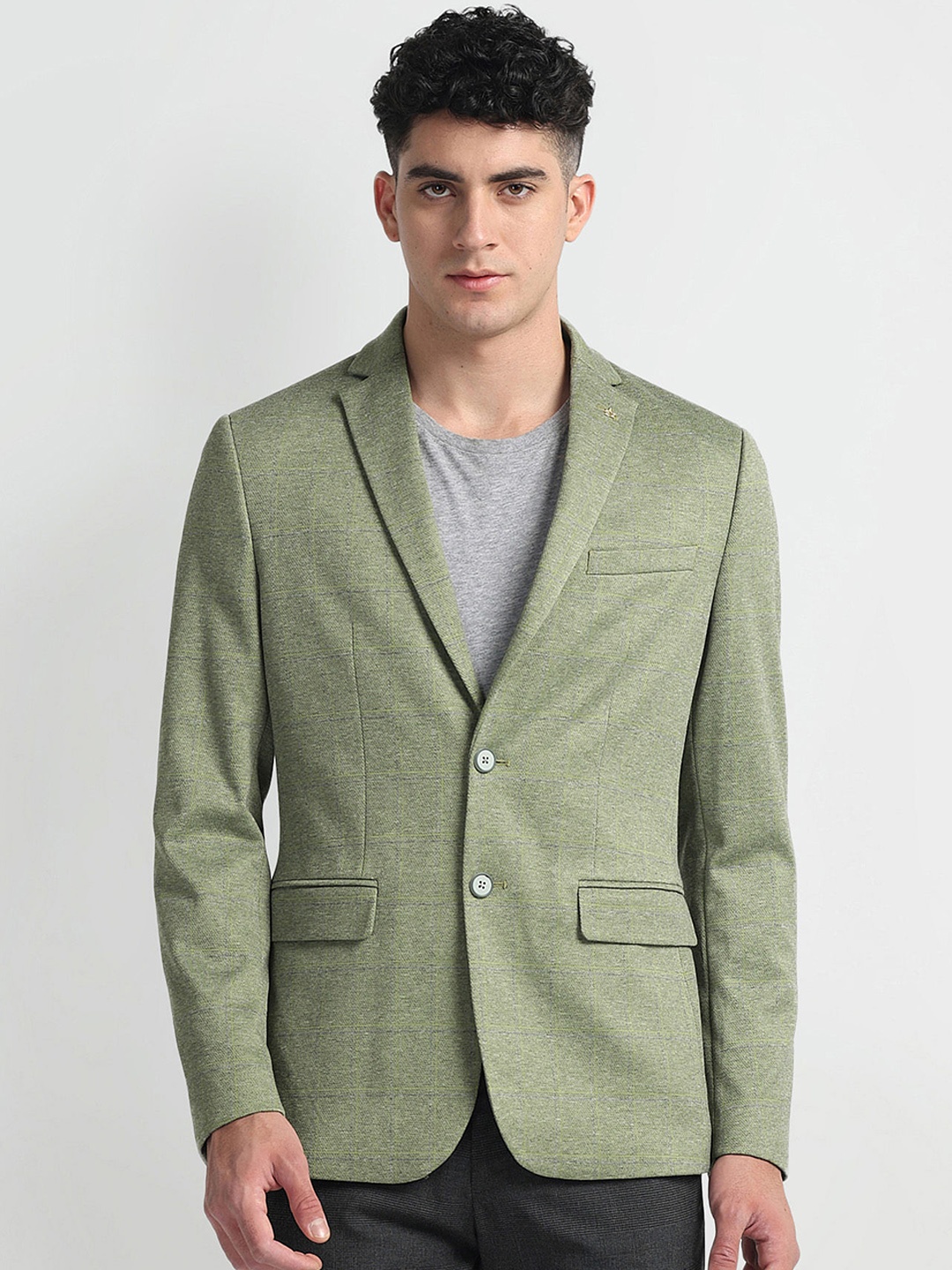 

Arrow Slim-Fit Single-Breasted Formal Blazer, Green