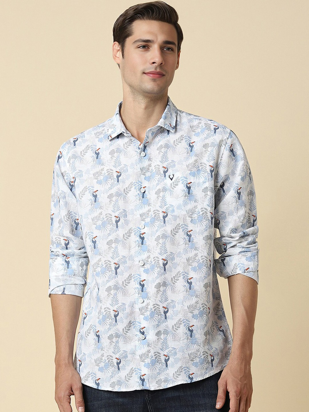 

Allen Solly Floral Printed Slim Fit Casual Shirt, White