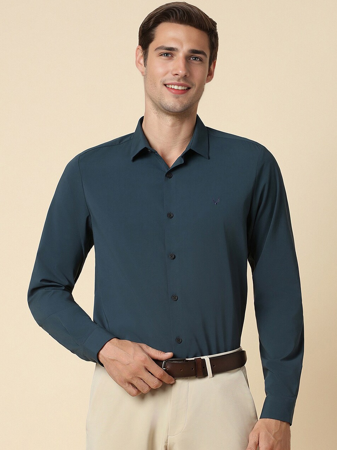

Allen Solly Slim Fit Spread Collar Formal Shirt, Green