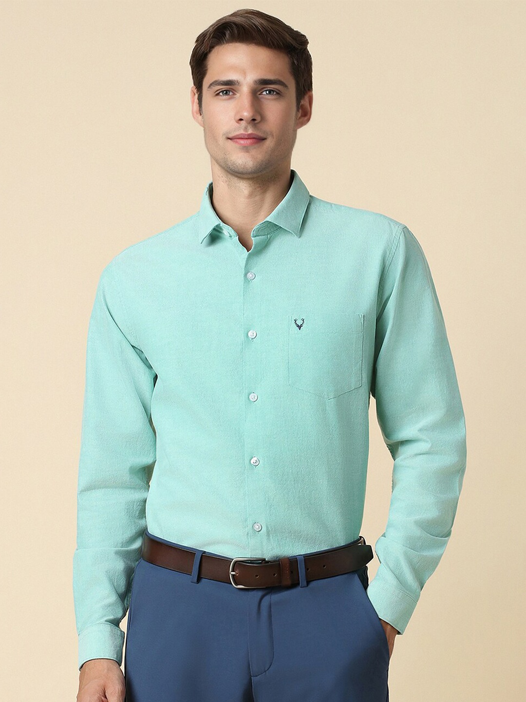 

Allen Solly Textured Slim Fit Cotton Formal Shirt, Green