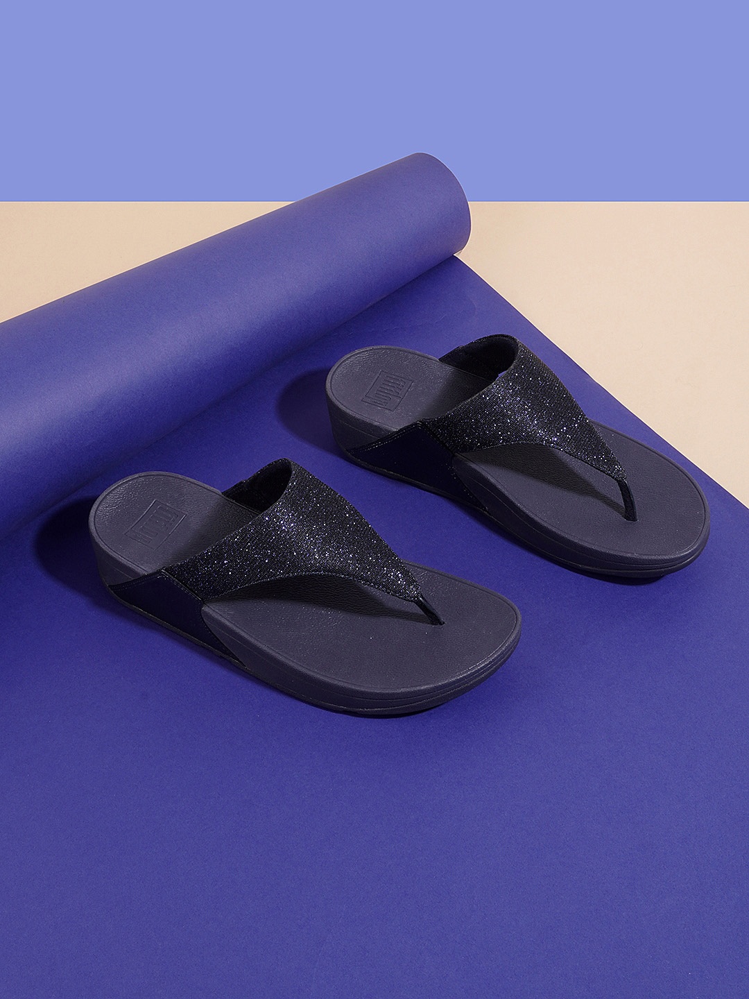 

fitflop Embellished Open Toe Comfort Heels, Blue