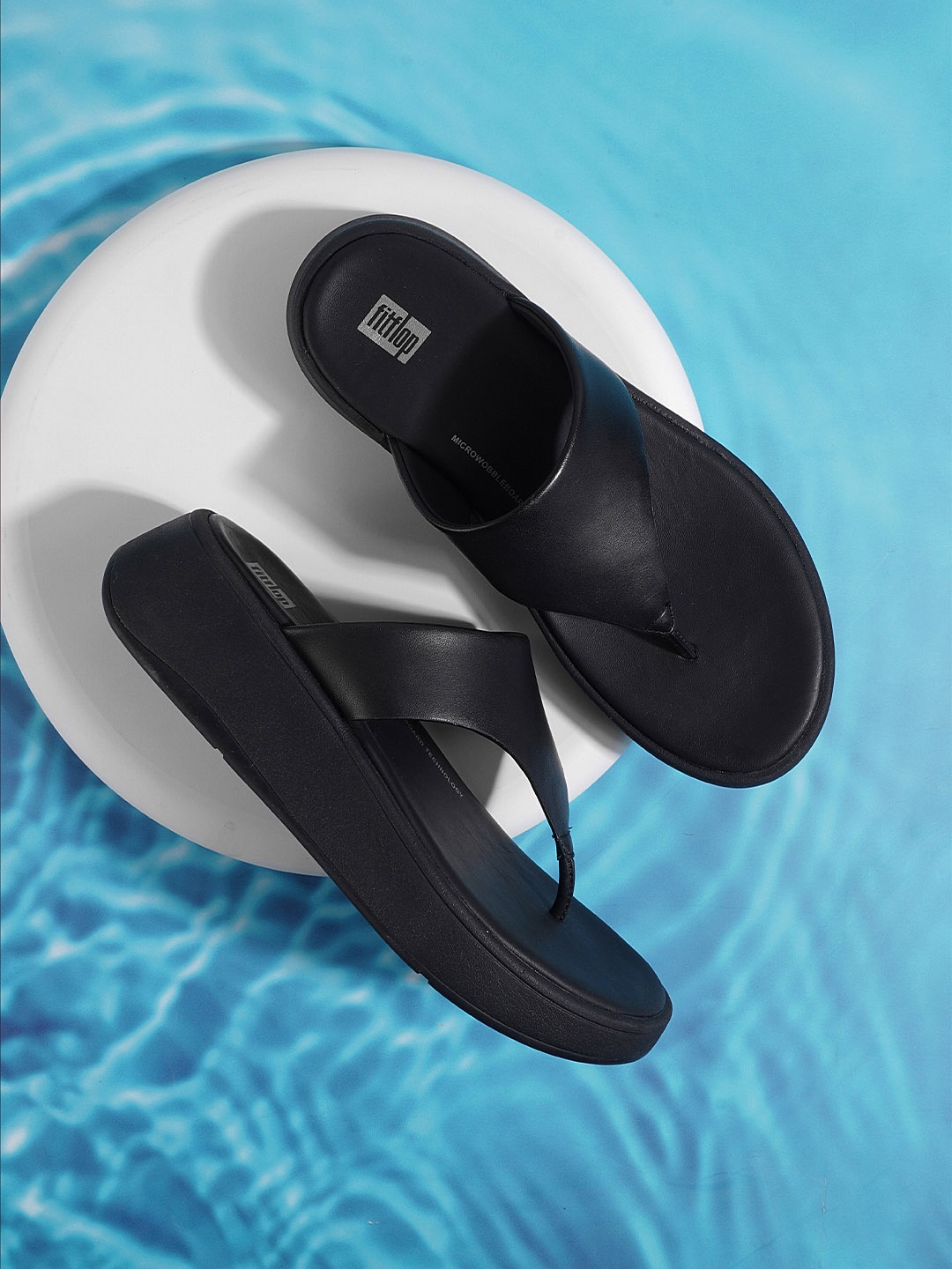 

fitflop Open Toe Leather Comfort Heels, Black