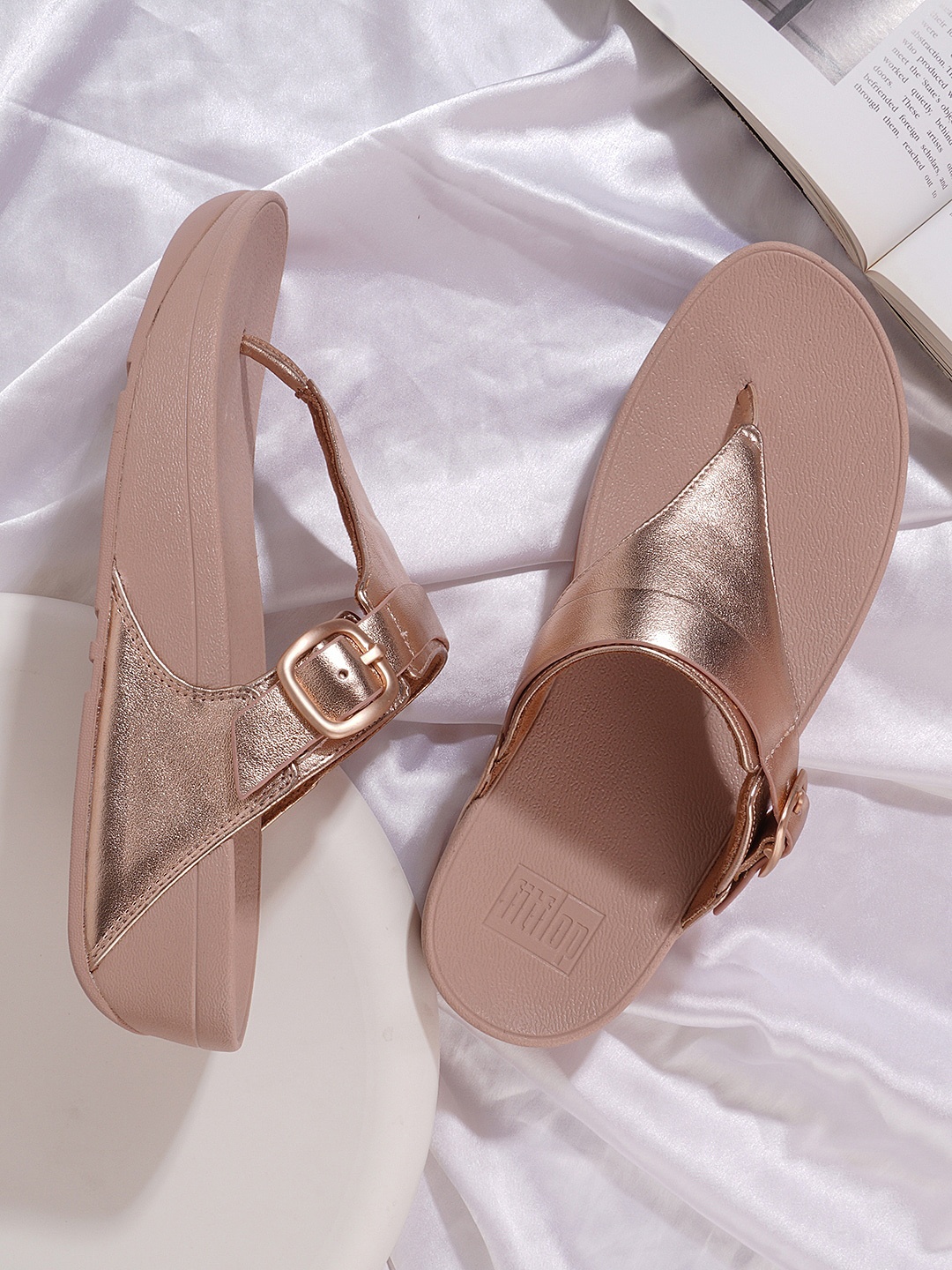 

fitflop Open Toe Leather Comfort Heels, Pink